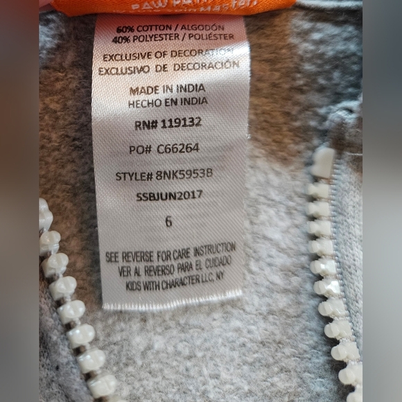 Nickelodeon Boys Gray Team Paw Patrol Long Sleeve Zip Up Hoodie Size 6 - Picture 7 of 11